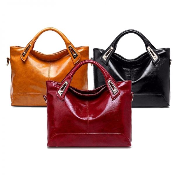 Women Oil Wax Leather  Handbags High Quality Shoulder Bags Ladies Handbags Fashion  PU leather women bags WLHB1398