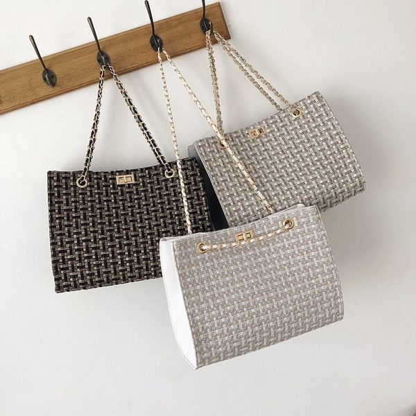 Luxury Handbags Women Bags  Canvas Knitting Shoulder Bags Fashion Ladies Channels HandBags Crossbody Bags For Women
