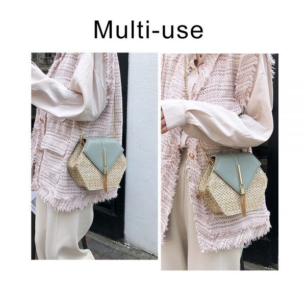 Mulit Style Straw leather Handbag Women Summer Rattan Bag Handmade Woven Beach Circle Bohemia Shoulder Bag New Fashion