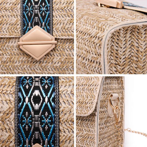 Vacation Beach Straw Bags For Women  Travel Handmade Woven Female Chain Flap Crossbody Bag Summer Handbag Mini Bolsa SS3541