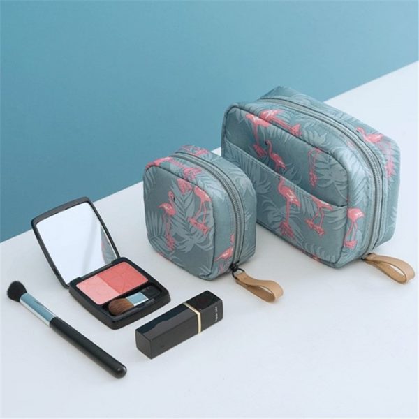 Travel Mini Stripe Toiletry Flamingo Cosmetic Bag Make up Storage Bag Toiletrie Organizer Cactus Cosmetic Case Beauty Makeup Bag