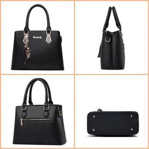 Women Bag Large Capacity Female Tassel Handbag Luxury Handbags plaid Women Bags   Set 2 Pieces Bags
