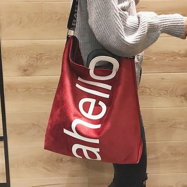 New Large-capacity Velvet Handbag Fashion Lady Letter Shoulder Crossbody Bag High Quality Women’s Shopping Bag Tote